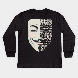 V for Vendetta Typography Kids Long Sleeve T-Shirt